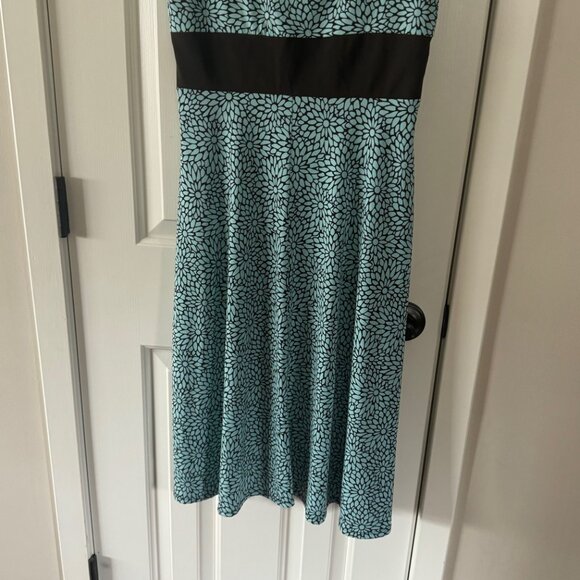 Perceptions Petite Mint Green and Brown Flower Print Dress Size 10P - Picture 9 of 12